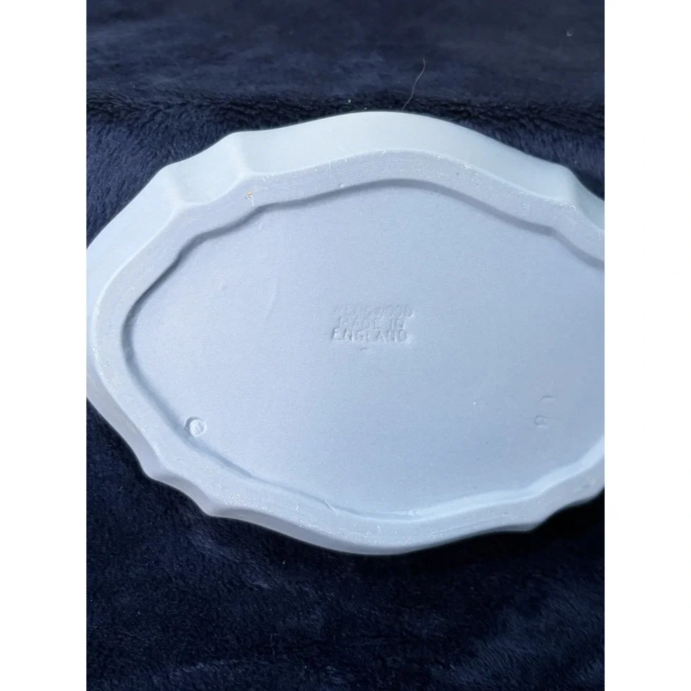 Wedgwood Blue Jasperware 3pc Lot Diamond Round Scalloped Dishes Plates Vintage